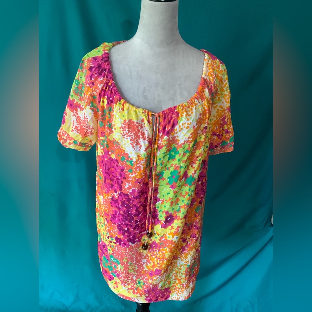 Shoshanna Peasant-style Scoop-Neck Relaxed, Flowy Fit Floral Tunic